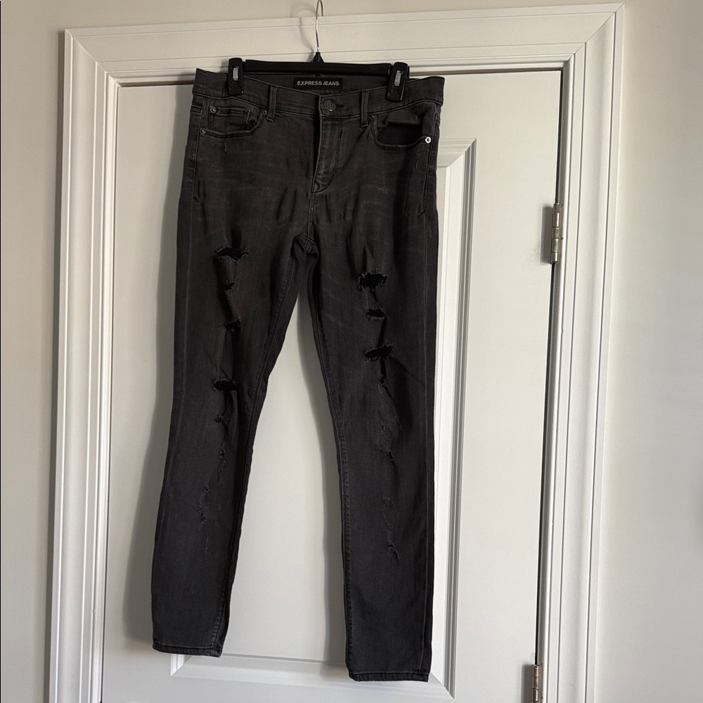Express Charcoal Ripped Jeans